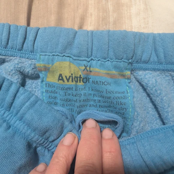 Aviator Nation Set Light Blue Sweatpants And Zip Up Hoodie with Multicolor Logo - Picture 4 of 8